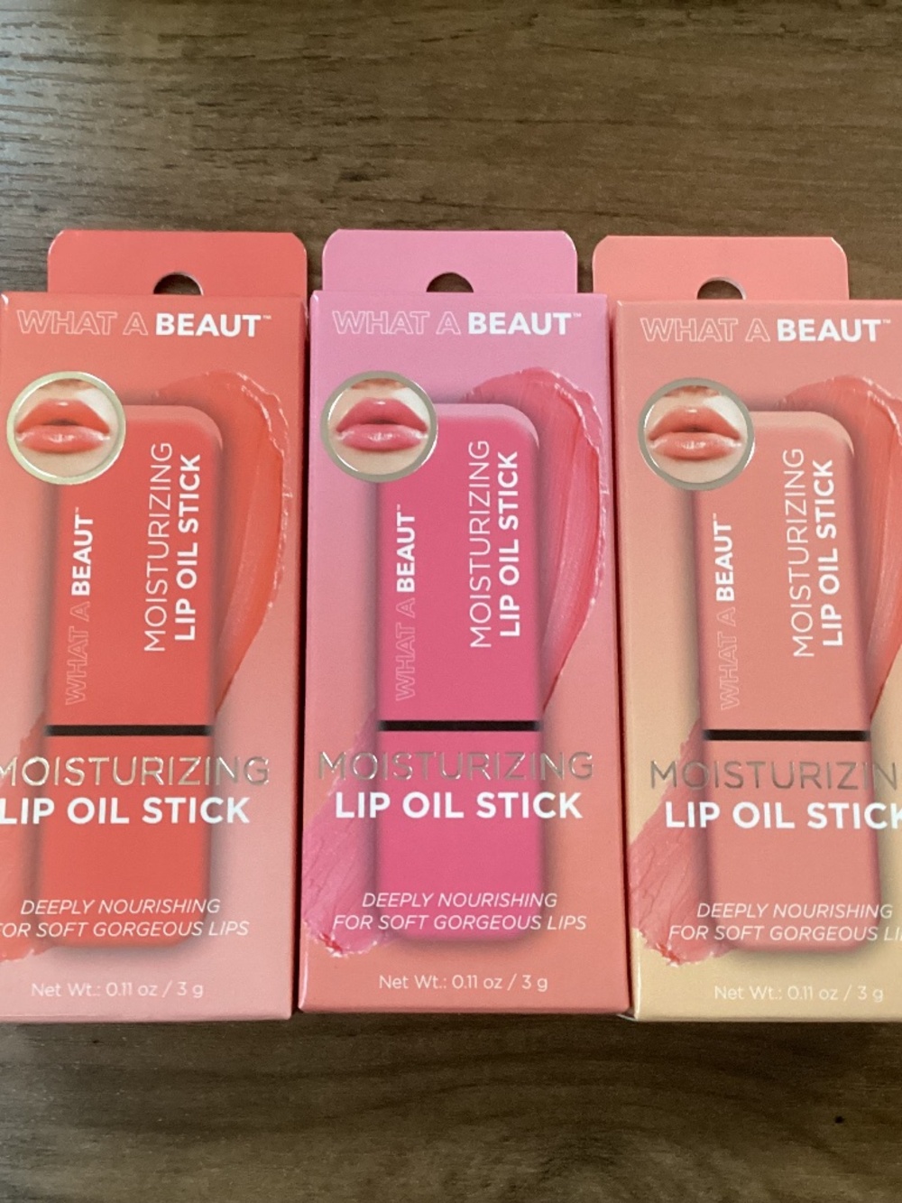 What A Beaut Moisturizing Lip Oil Stick Bundle 3-pack New